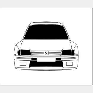 Peugeot 205 Black Outline Posters and Art